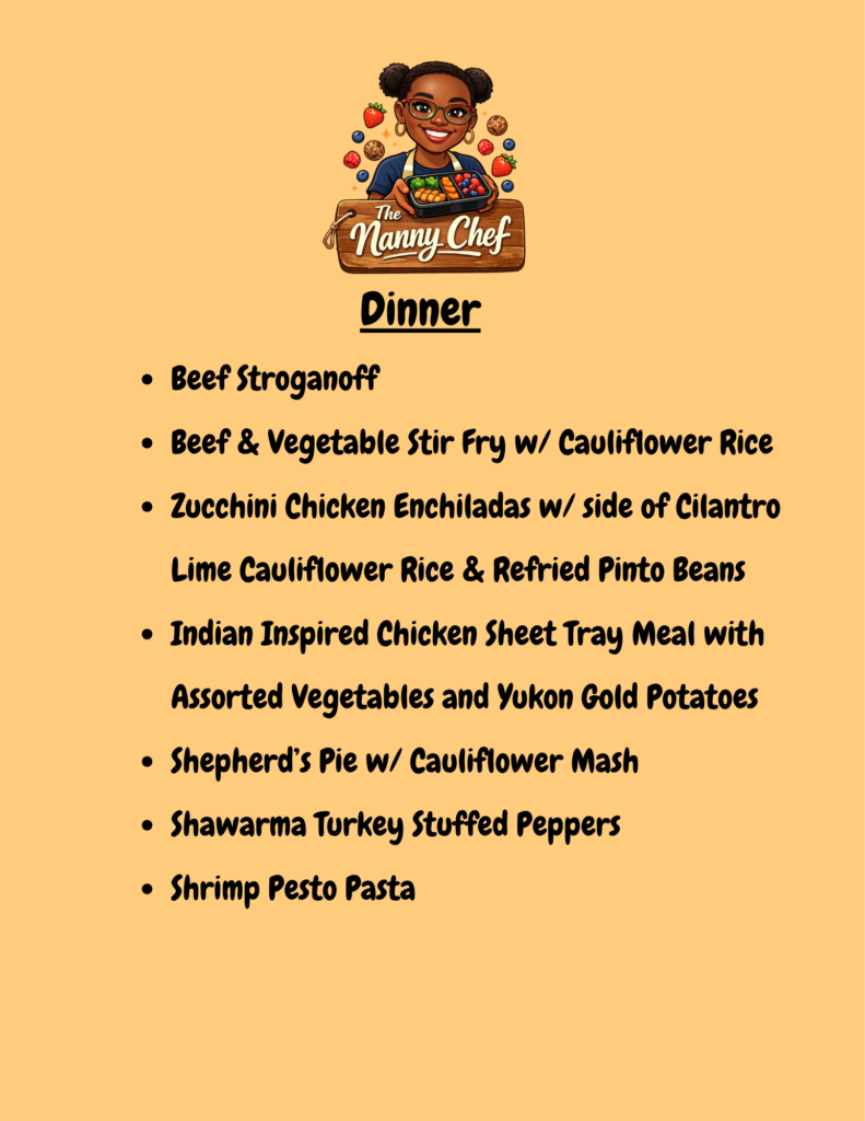 Sample Dinner Menu